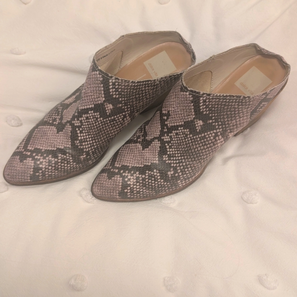 Dolce Vita Snake Print Mules